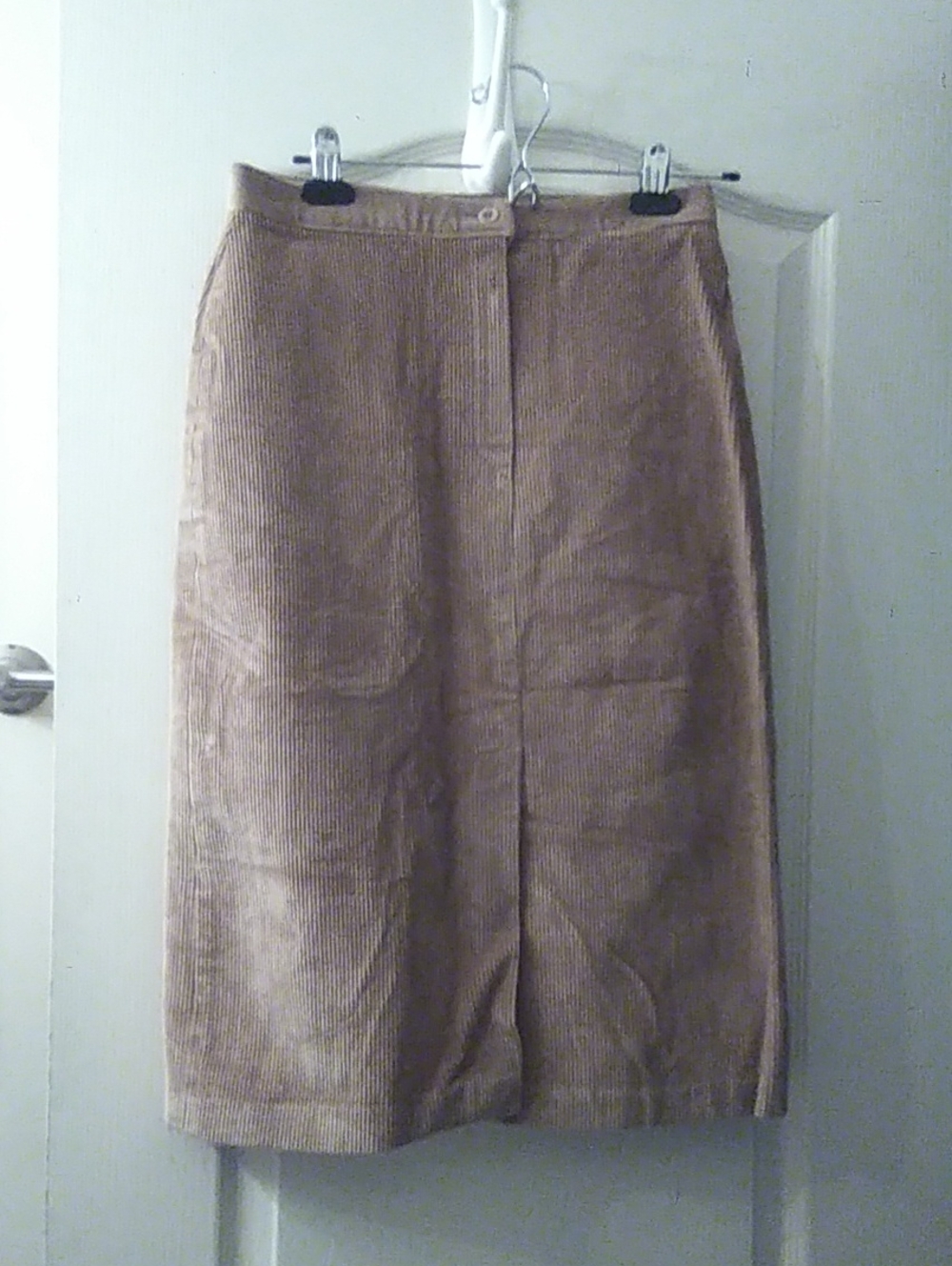 Corduroy Pencil Skirt in Tan
